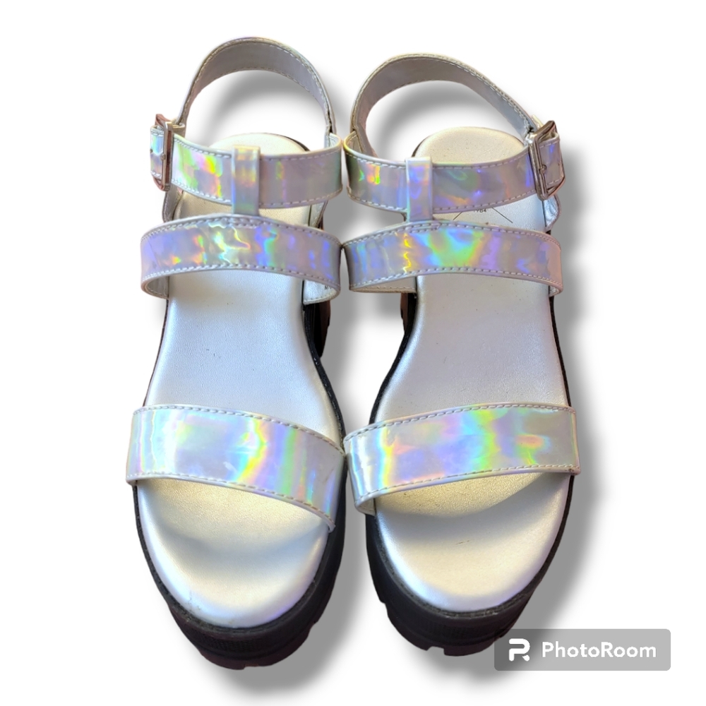 Dolls Kill holographic sandals